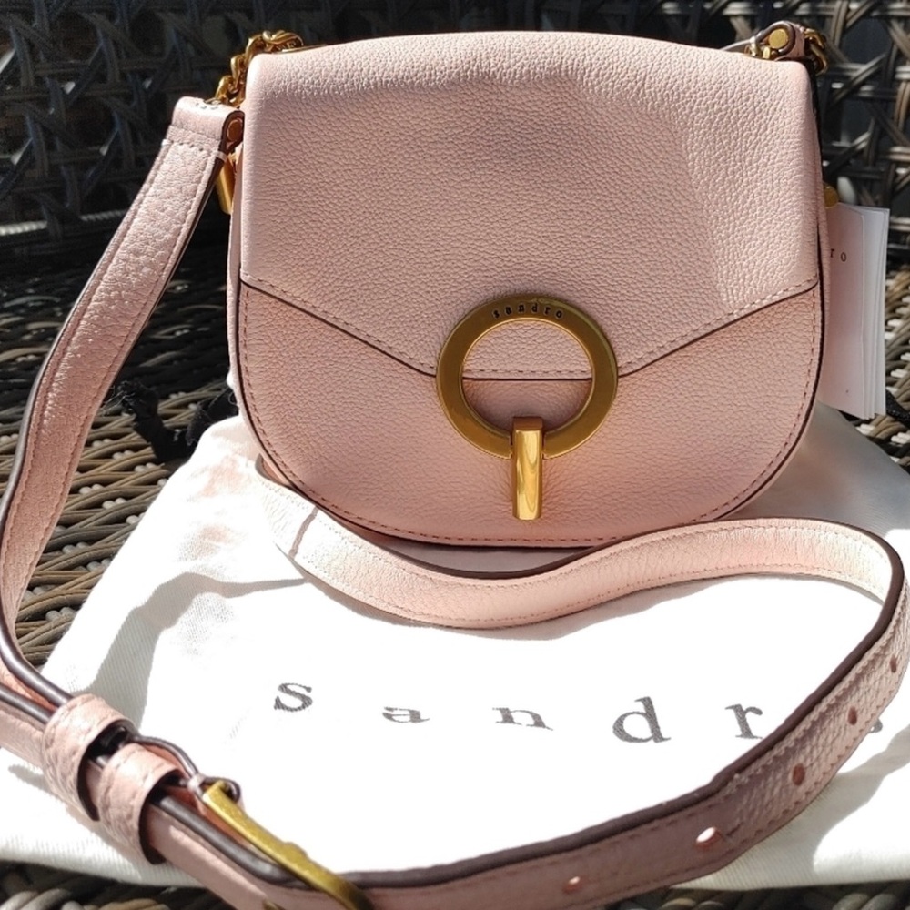 Sandro Pepita Pink Leather Crossbody Bag